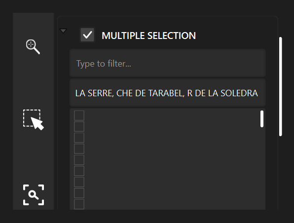Multiple selection with four roads checked