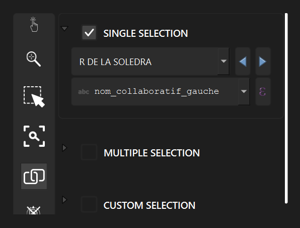 Single selection mode with a road picked by name