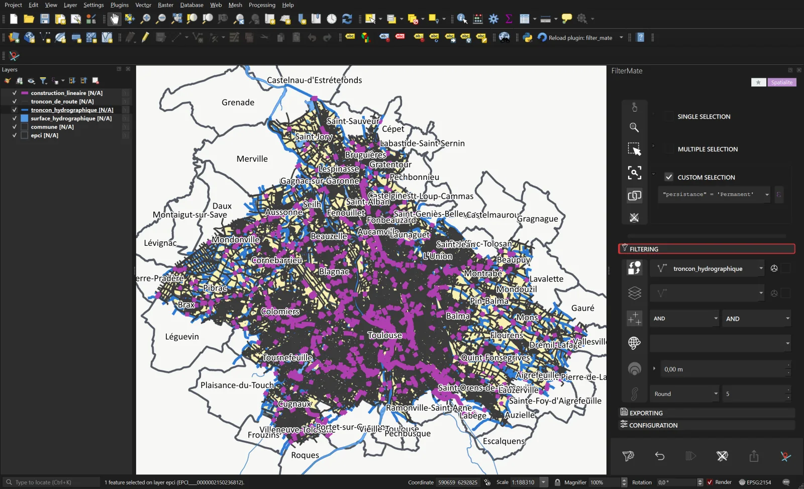 Step 2: the 691 permanent watercourse segments are highlighted