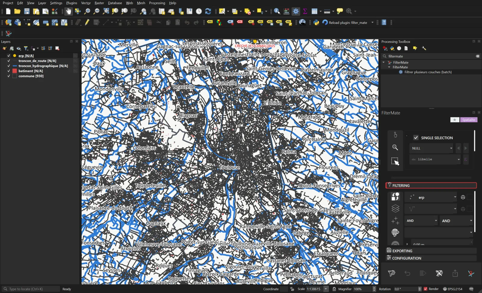 Step 3: around Toulouse, only objects modified since March 2025 remain
